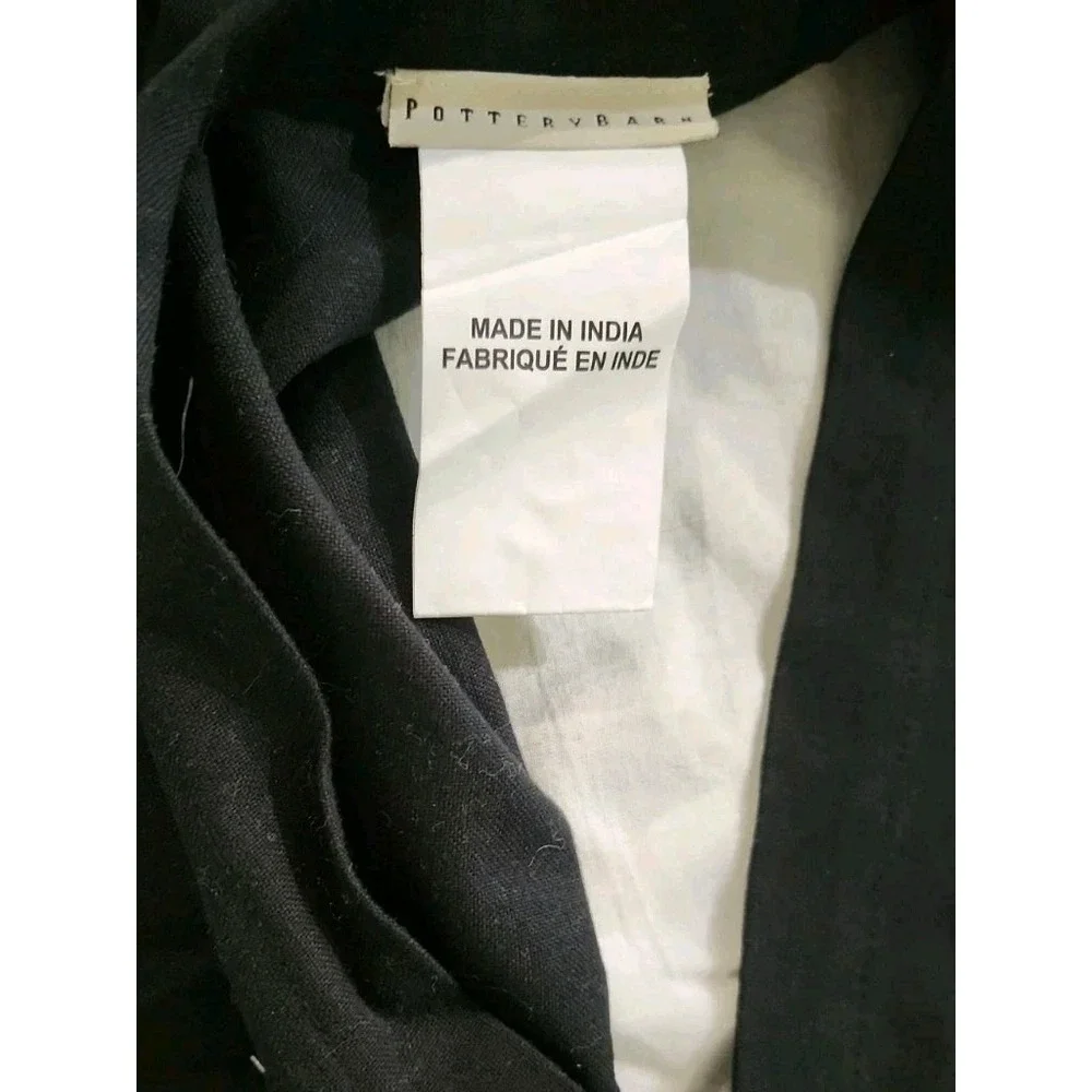 Pottery Barn SUZANI Black White Embroidered Euro Sham / Pillow Cover 24x24 EC